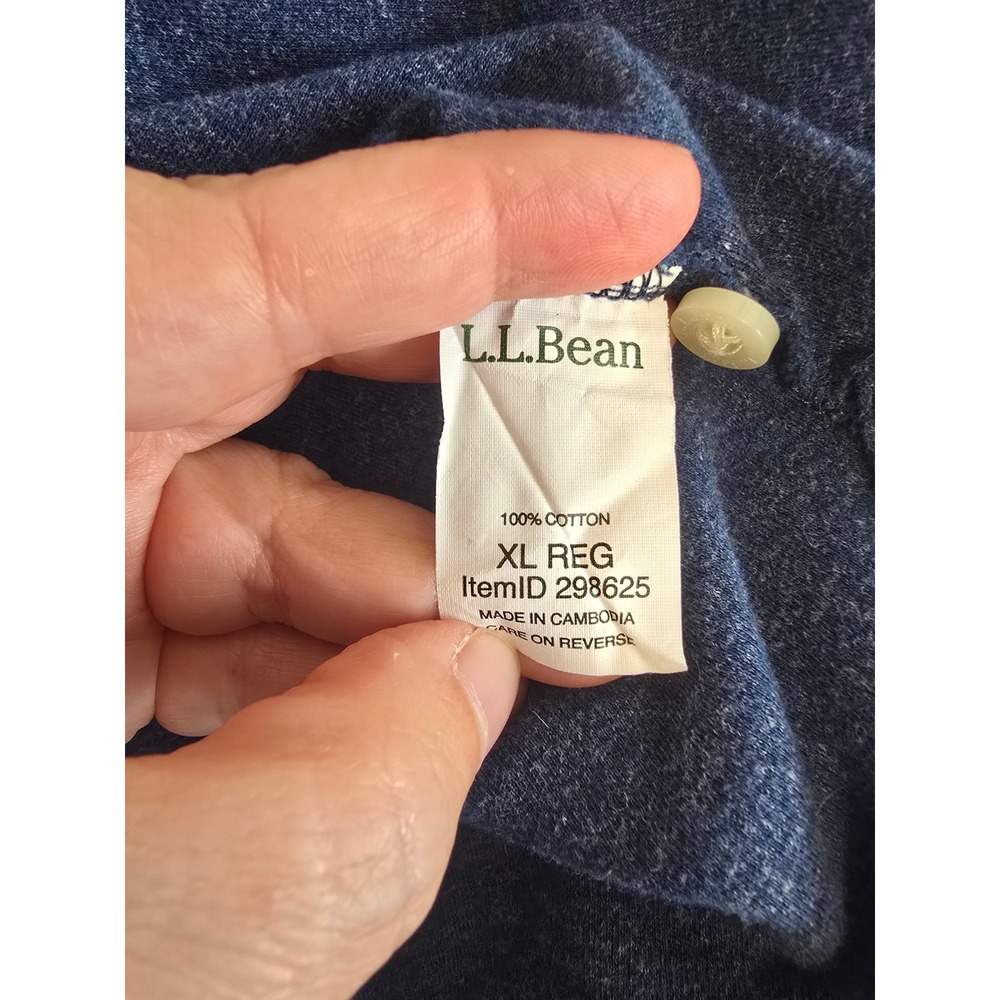 LL Bean Mens XL Blue Heathered 100% Cotton Traditional Fit Polo Shirt 298625 - Picture 7 of 8